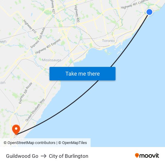 Guildwood Go to City of Burlington map