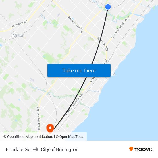 Erindale Go to City of Burlington map