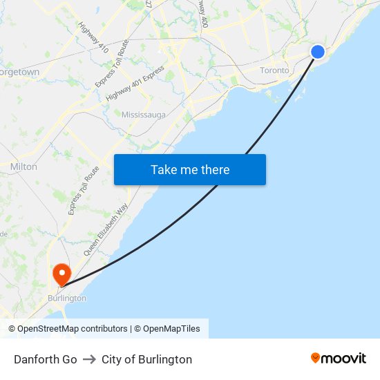 Danforth Go to City of Burlington map