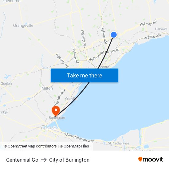 Centennial Go to City of Burlington map