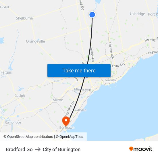 Bradford Go to City of Burlington map