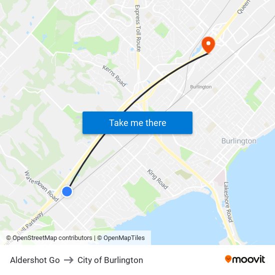 Aldershot Go to City of Burlington map