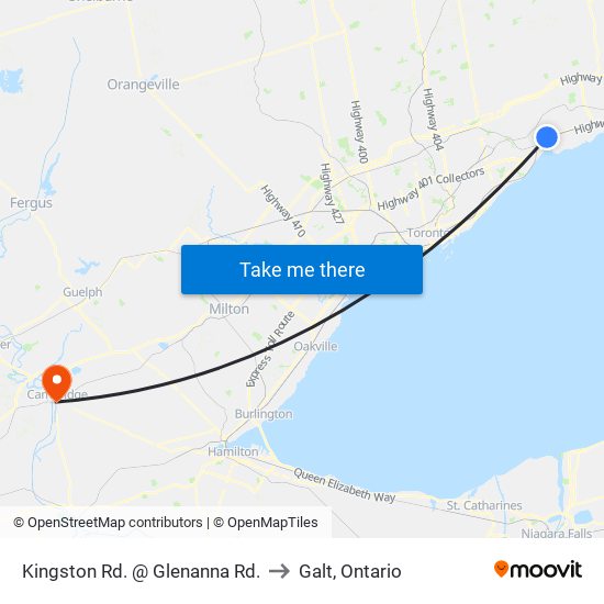 Kingston Rd. @ Glenanna Rd. to Galt, Ontario map