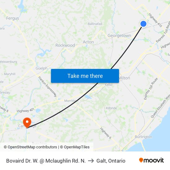 Bovaird Dr. W. @ Mclaughlin Rd. N. to Galt, Ontario map