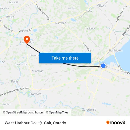 West Harbour Go to Galt, Ontario map
