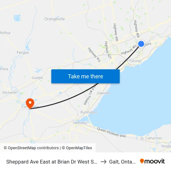 Sheppard Ave East at Brian Dr West Side to Galt, Ontario map