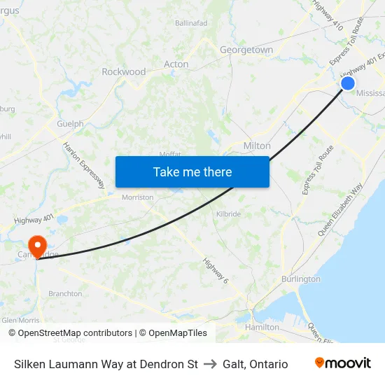 Silken Laumann Way at Dendron St to Galt, Ontario map