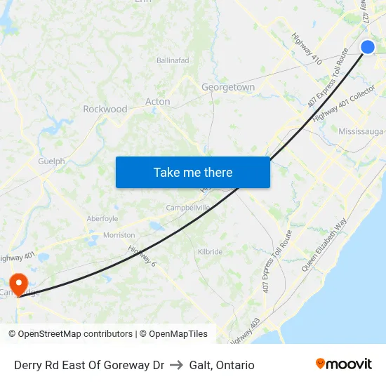 Derry Rd East Of Goreway Dr to Galt, Ontario map