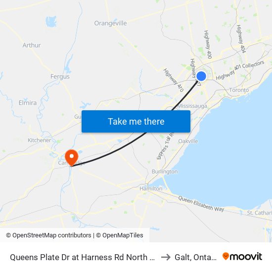 Queens Plate Dr at Harness Rd North Side to Galt, Ontario map