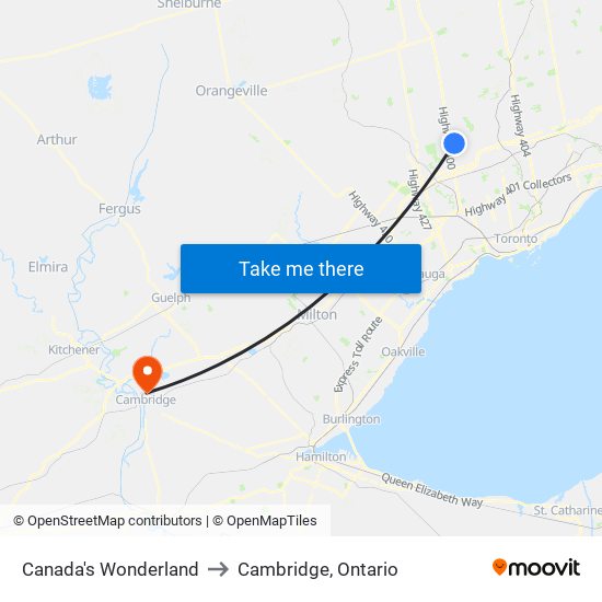 Directions To Elmira Ontario Canada's Wonderland, Vaughan To Cambridge, Ontario, Cambridge With Public  Transportation