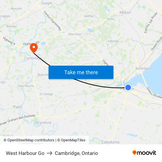 West Harbour Go to Cambridge, Ontario map
