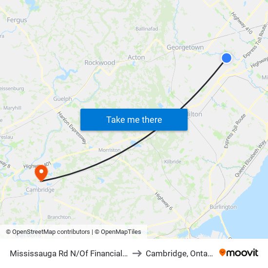 Mississauga Rd N/Of Financial Dr to Cambridge, Ontario map