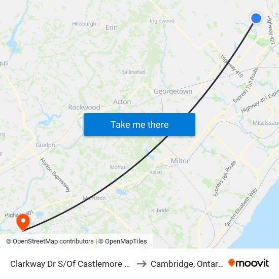 Clarkway Dr S/Of Castlemore Rd to Cambridge, Ontario map