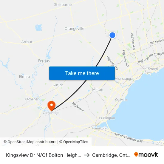 Kingsview Dr N/Of Bolton Heights Rd to Cambridge, Ontario map