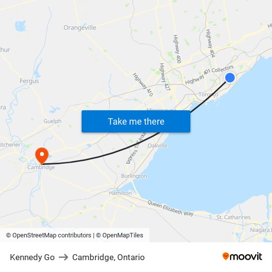 Kennedy Go to Cambridge, Ontario map