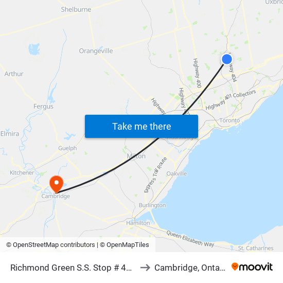 Richmond Green S.S. Stop # 4630 to Cambridge, Ontario map