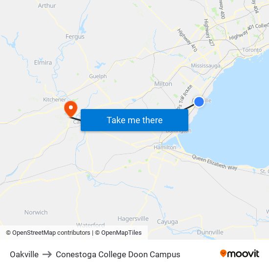 Oakville to Oakville map
