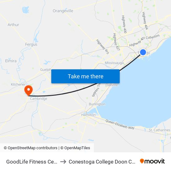 GoodLife Fitness Centres to GoodLife Fitness Centres map