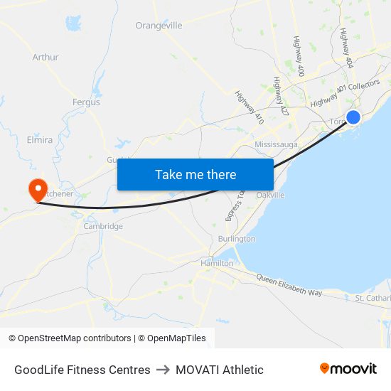 GoodLife Fitness Centres to MOVATI Athletic map