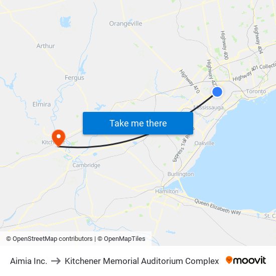 Aimia Inc. to Kitchener Memorial Auditorium Complex map