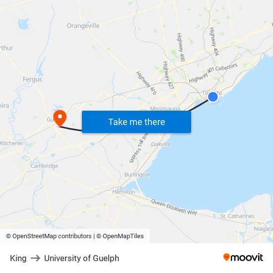 King to University of Guelph map
