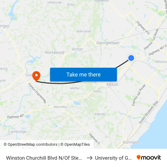 Winston Churchill Blvd N/Of Steeles Ave to University of Guelph map