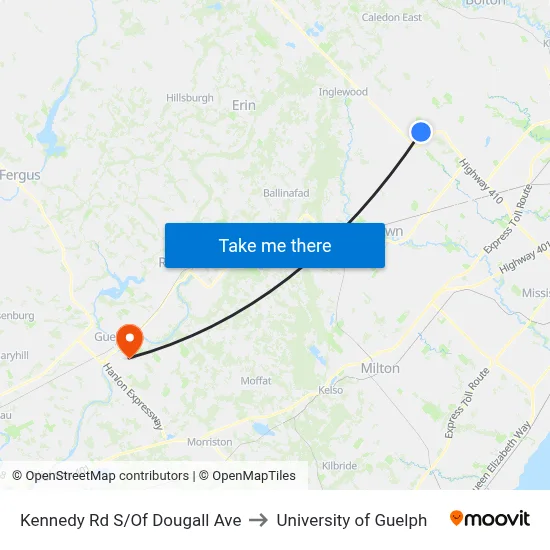 Kennedy Rd S/Of Dougall Ave to University of Guelph map