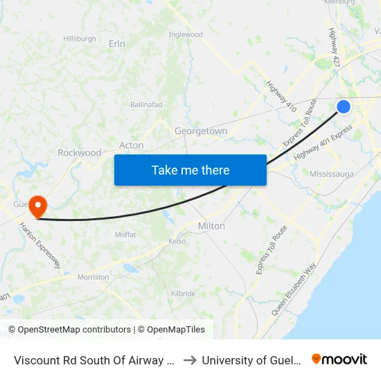 Viscount Rd South Of Airway Dr to University of Guelph map