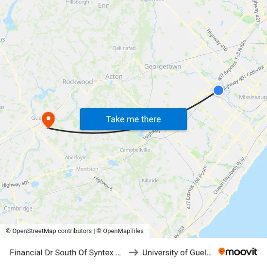 Financial Dr South Of Syntex Crt to University of Guelph map