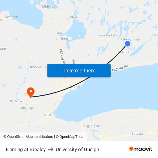 Fleming at Brealey to University of Guelph map