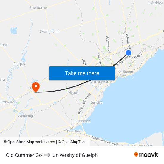 Old Cummer Go to University of Guelph map