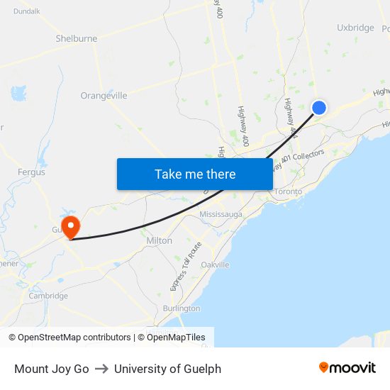 Mount Joy Go to University of Guelph map