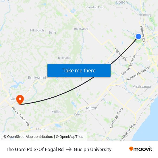 The Gore Rd S/Of Fogal Rd to Guelph University map
