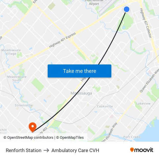 Renforth Station to Ambulatory Care CVH map