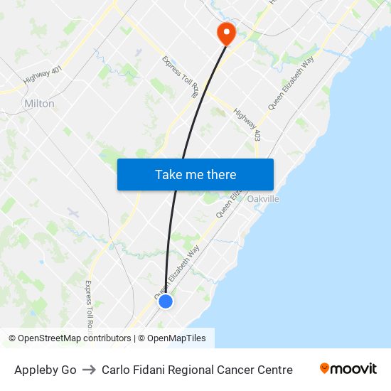 Appleby Go to Carlo Fidani Regional Cancer Centre map