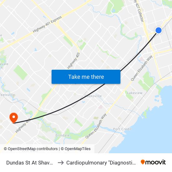 Dundas St At Shaver Ave to Cardiopulmonary "Diagnostics" CVH map