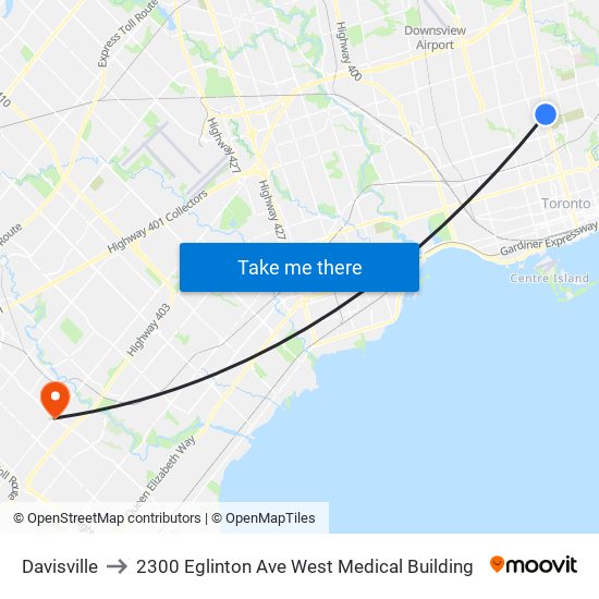 Davisville to 2300 Eglinton Ave West Medical Building map