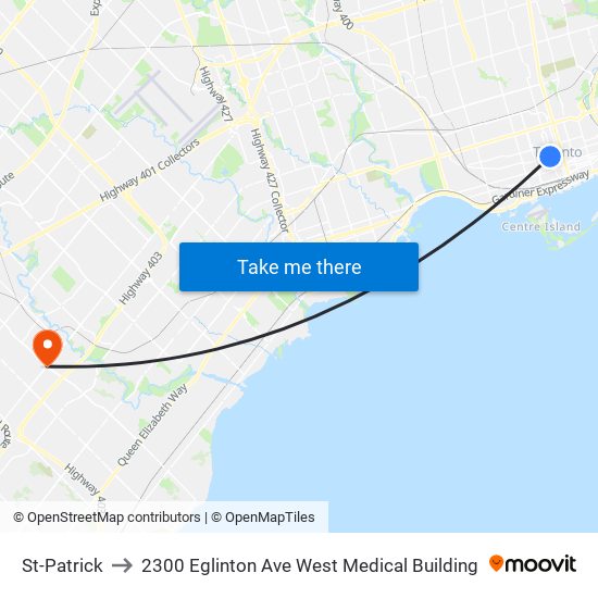 St-Patrick to 2300 Eglinton Ave West Medical Building map