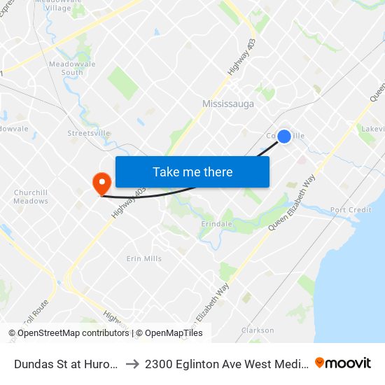 Dundas St at Hurontario St to 2300 Eglinton Ave West Medical Building map