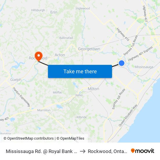 Mississauga Rd. @ Royal Bank Dr. to Rockwood, Ontario map