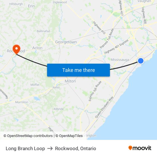 Long Branch Loop to Rockwood, Ontario map