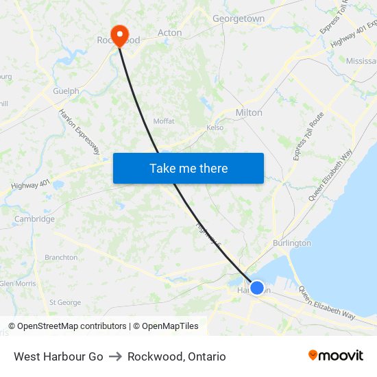 West Harbour Go to Rockwood, Ontario map