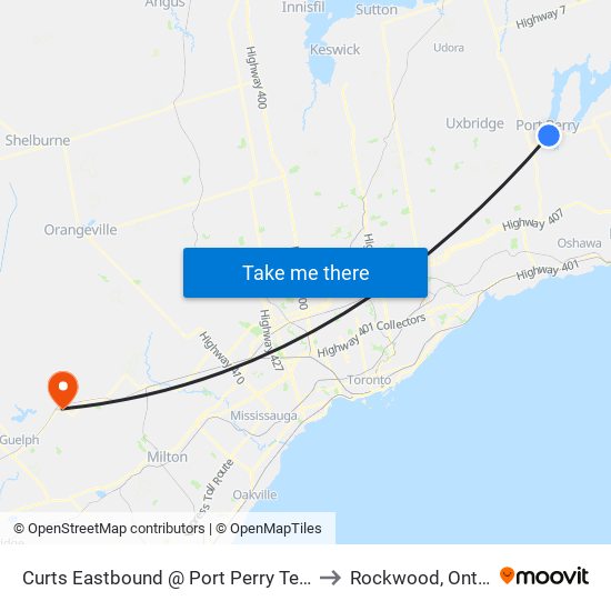 Curts Eastbound @ Port Perry Terminal to Rockwood, Ontario map