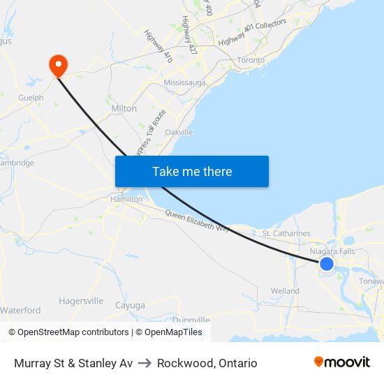 Murray St & Stanley Av to Rockwood, Ontario map