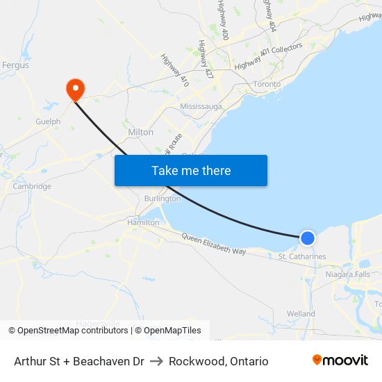 Arthur St + Beachaven Dr to Rockwood, Ontario map