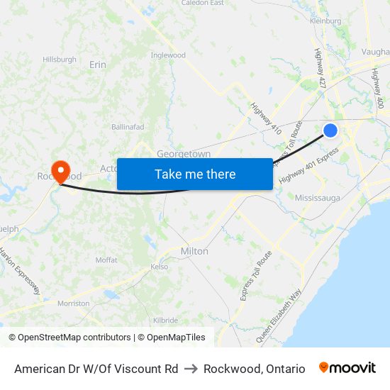American Dr W/Of Viscount Rd to Rockwood, Ontario map