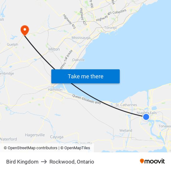 Bird Kingdom to Rockwood, Ontario map