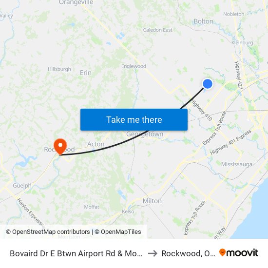 Bovaird Dr E Btwn Airport Rd & Mountainash Rd to Rockwood, Ontario map