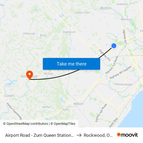 Airport Road - Zum Queen Station Stop Wb to Rockwood, Ontario map