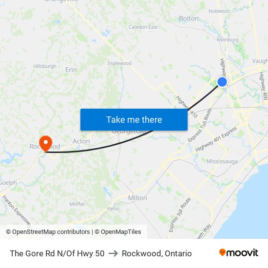 The Gore Rd N/Of Hwy 50 to Rockwood, Ontario map